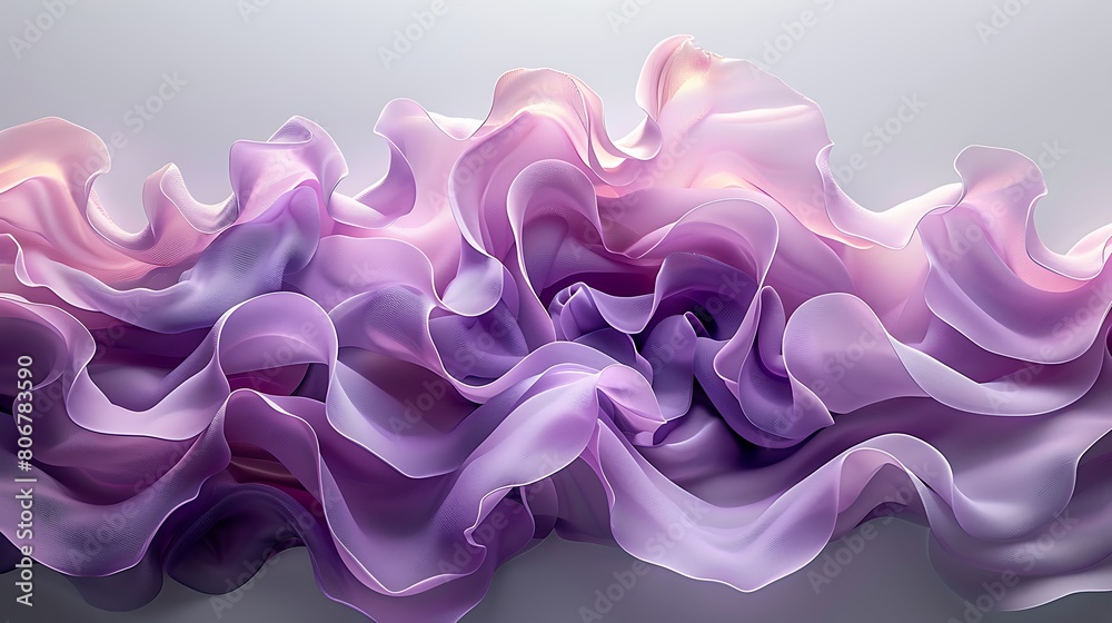 A serene composition of pastel lilac smears arranged in a flowing, organic pattern that mimics natural elements like flower petals or soft clouds, creating a peaceful, naturalistic abstract.