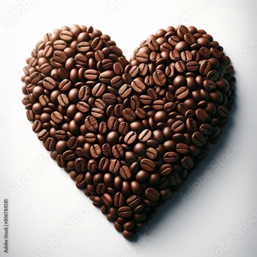 Heart shape, coffee beans, love, coffee lovers, isolated element, white background, logo, coffee shop