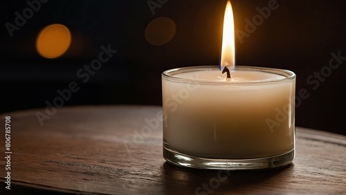 Tealight candles glowing softly on a dark wooden surface