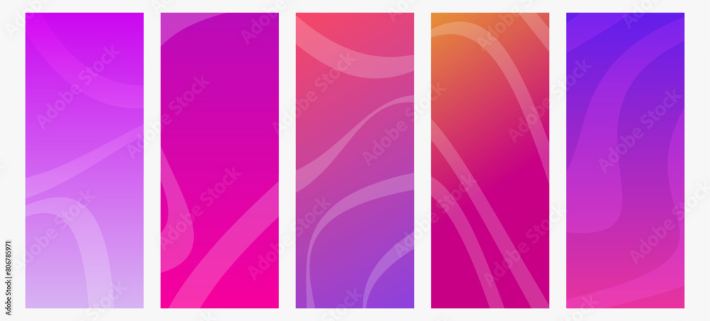 Obraz premium Set of modern gradient backgrounds with wave line