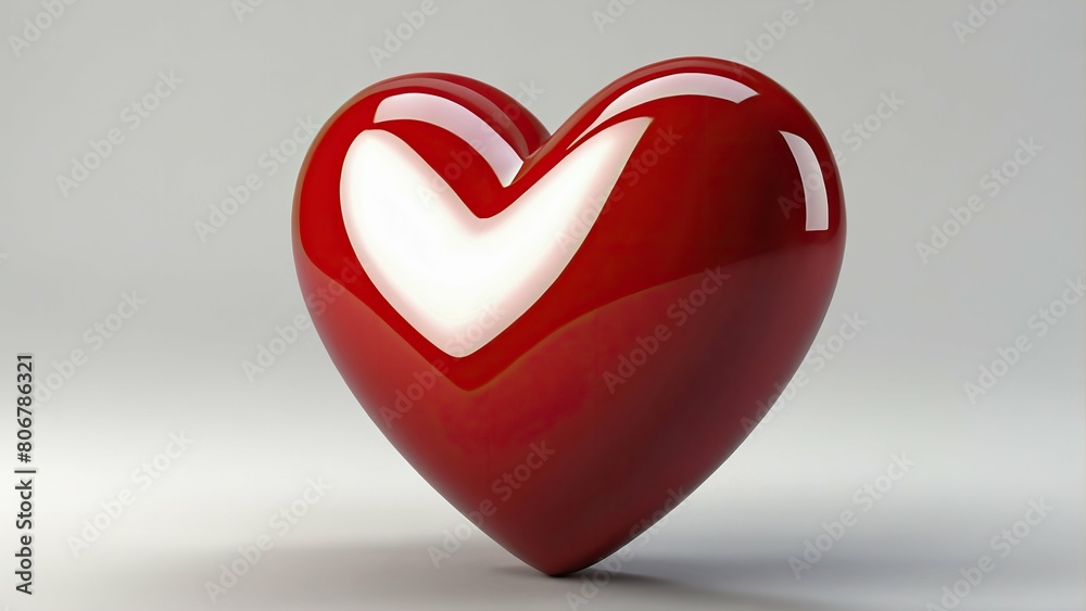 Glossy red 3D heart centered on a neutral background