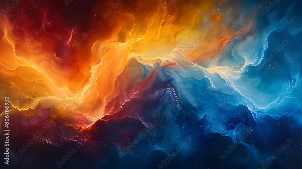 An abstract painting depicting swirling smoky effects, with deep and vibrant topaz colors creating a sense of depth and motion, evoking the beauty of natural gemstones under soft lighting.