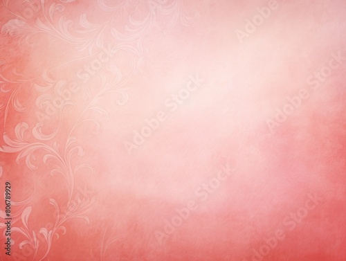 Red soft pastel color background parchment with a thin barely noticeable floral ornament, wallpaper copy space, vintage design blank copyspace