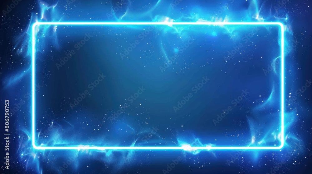 Obraz premium Electric blue rectangle on a purple background for an entertainment event
