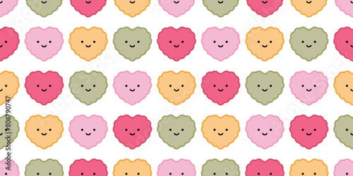 heart seamless pattern valentine fluffy smile vector doodle cartoon doodle gift wrapping paper repeat wallpaper tile background scarf isolated illustration design © CNuisin