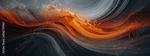 Grainy background, gray orange red white black abstract color wave noisy texture banner poster header cover design
