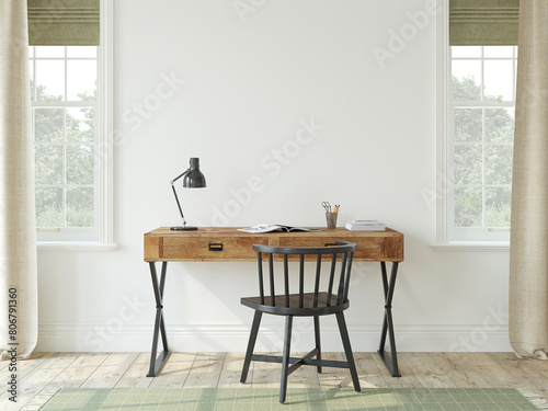 Modern study interior. 3d render.