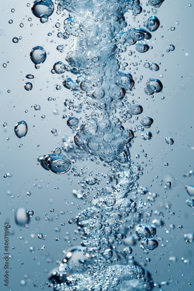 Electric blue bubbles of moisture float in freezing water Electric blue bubbles of moisture float in freezing water