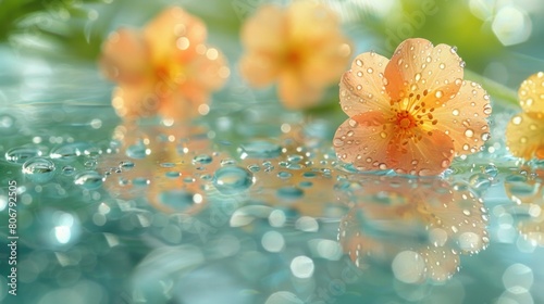 Flowers floating on water, creating a serene natural landscape