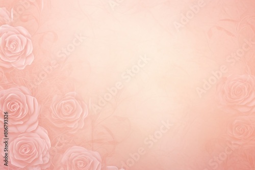 Rose soft pastel color background parchment with a thin barely noticeable floral ornament, wallpaper copy space, vintage design blank copyspace 