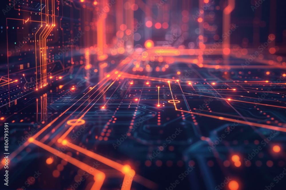 Obraz premium Vibrant technology background with cool, glowing lines