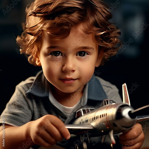  close up of a child playing with a toy airplane close up k uhd photo