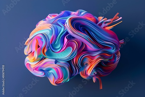 Kolorowa abstrakcja mózgu, połączenie sztuki i nauki