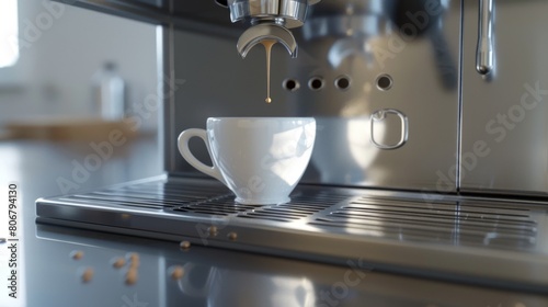 Espresso Dripping into White Cup photo