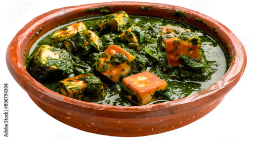 Indian cuisine set isolated on white background momos, Palak paneer with spinach and rice with nu. samosas, pani puri on plate. Asian food set collection top view. Indian and Pakistani food collection