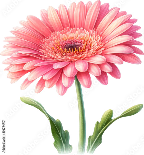 Amazing gerbera isolated on a transparent background. Cut out  close-up.