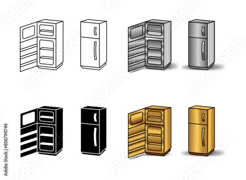 refrigerator icons. linear and filled sets. ui,web,app and other. vector illustration concept.