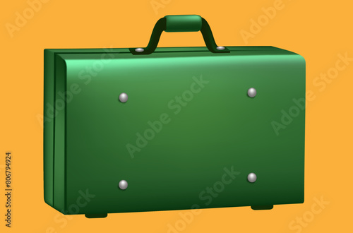 green travel suitcase vector illustration