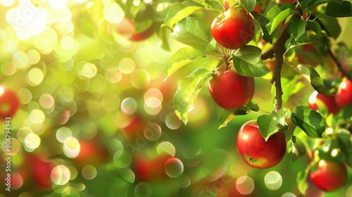Defocused Bokeh Background In An Apple Garden Blossoming With Life, Offering A Glimpse Into The Beauty Of Nature'S Bounty, Cartoon Background
