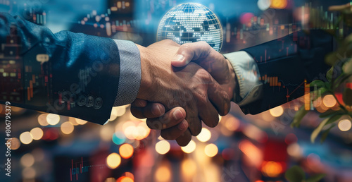 Logistics Global Business Handshake - Smart Investment Deal, Teamwork Partnership, Supply Chain Network Concept photo