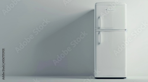 Modern refrigerator isolated on white background.