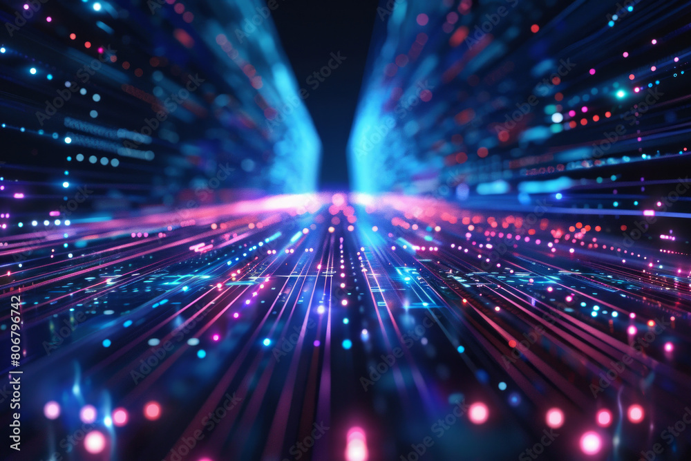 Fototapeta premium Vibrant technology background with cool, glowing lines