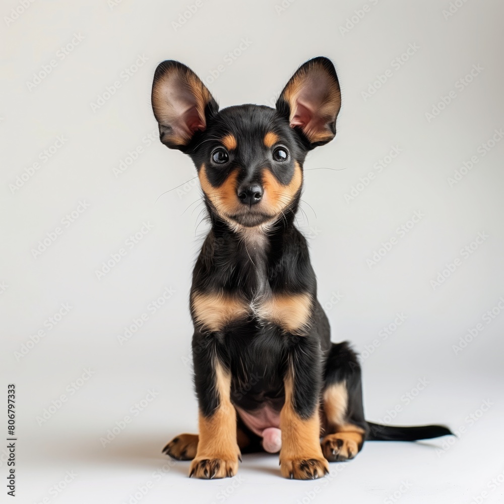 Funny young puppy of Russian toy terrier on a white background. Funny young puppy of Russian toy terrier on a white background.