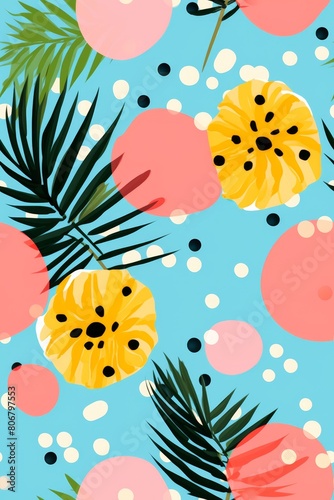 Seamless patterns tropical and polka dot