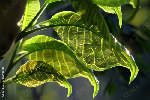 The process of photosynthesis in plants, super realistic photo