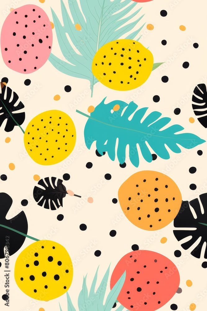 Seamless patterns tropical and polka dot Seamless patterns tropical and polka dot