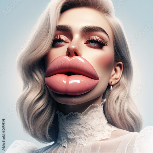 blonde woman with filler lips