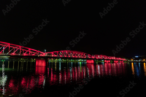 Truong Tien Bridge at Night, Hue, Vietnam photo