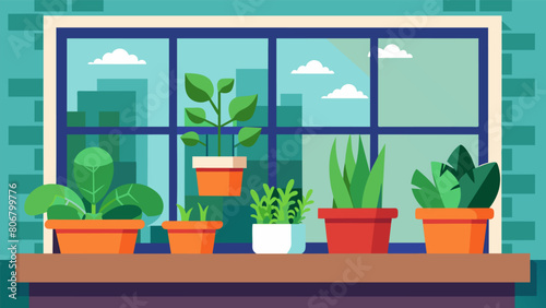 A small yet thriving indoor herb garden perched on a windowsill in a student dorm room reminding the occupants of the simple joys of tending to living.