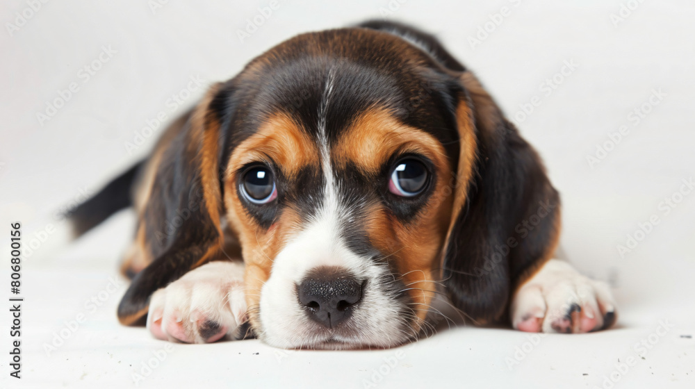 Beagle puppy over white background