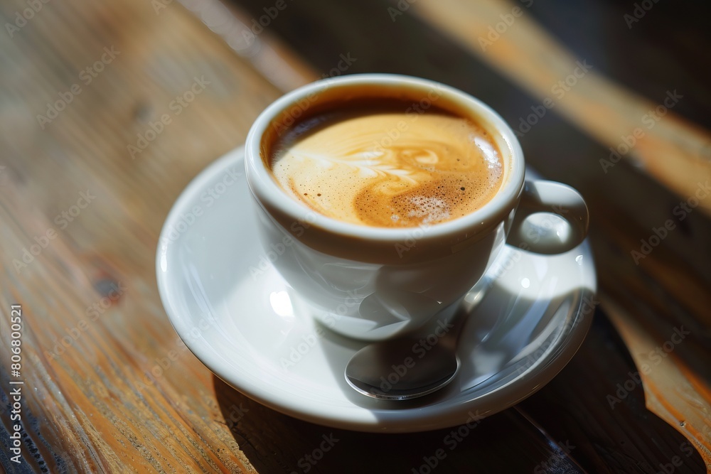 Focus on the swirls of cream and espresso in a doppio coffee shot, super realistic Focus on the swirls of cream and espresso in a doppio coffee shot, super realistic