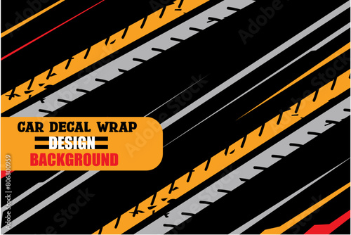 Abstract modern car decal wrap design. Grunge splash geometric striking stripe. Black yellow silver racing sport pattern. Vinyl sticker illustration