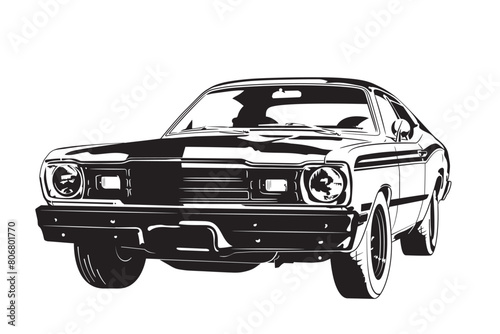 Vintage American sedan from the 1970s vector illustration