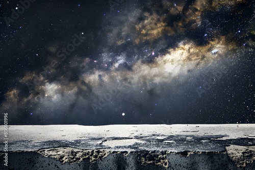 a flat ground with starry sky in the background for product display presentation