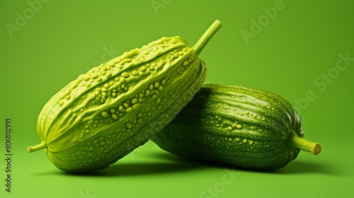 Wallpaper Mural Two vibrant green gourds resting on a lush green background Torontodigital.ca