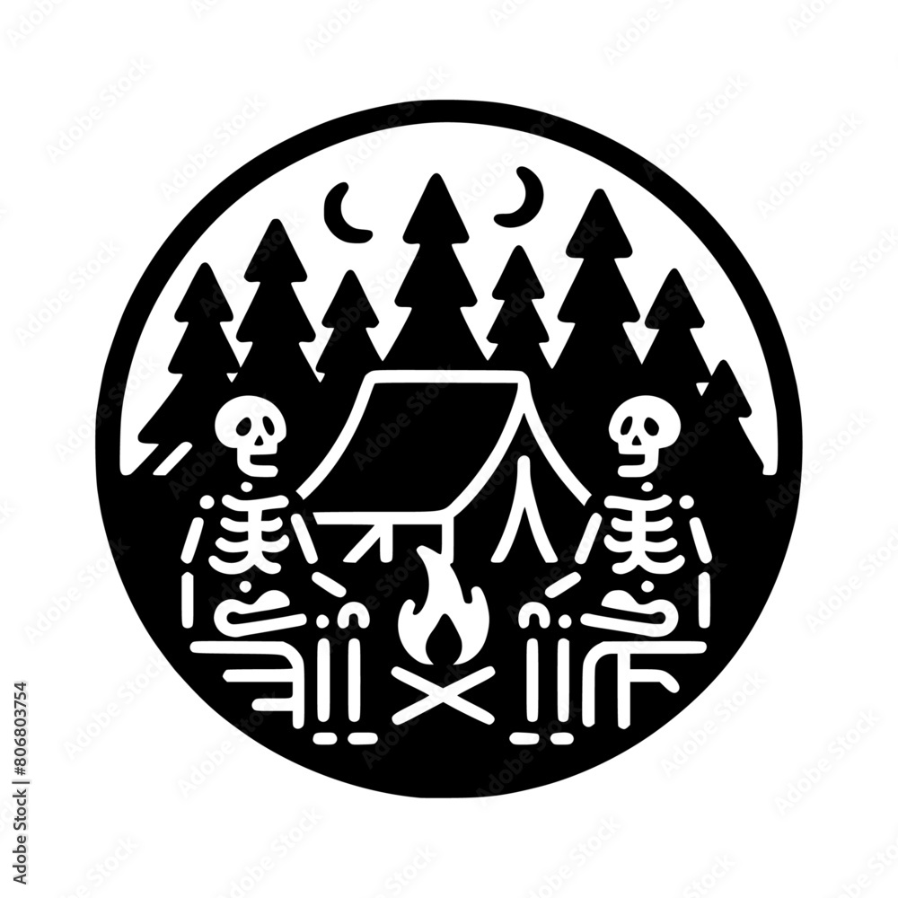 skeletons camping icon skeletons camping icon