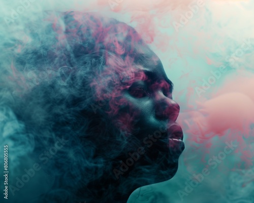 Surreal Portrait of Woman with Colorful Smoke Effect - Artistic Concept