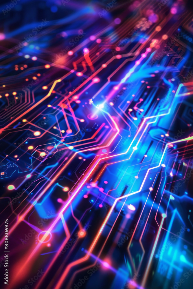 Obraz premium Vibrant technology background with cool, glowing lines