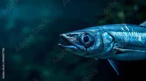 Barracuda Underwater Predator Image for Aquatic Banner or Backdrop Design