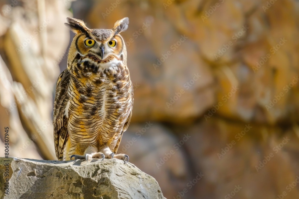 Hibou Grand-Duc Bubo bubo en gros plan. Beautiful simple AI generated image in 4K, unique. Hibou Grand-Duc Bubo bubo en gros plan. Beautiful simple AI generated image in 4K, unique.