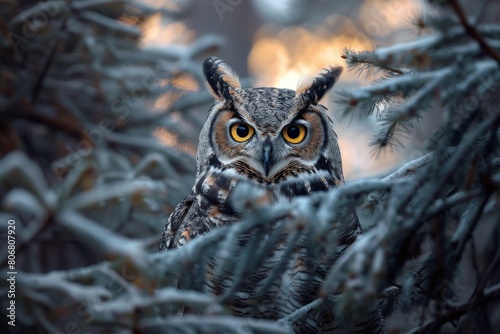 Close-up portrait of an owl head. Beautiful simple AI generated image in 4K, unique.