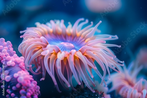 Captivating Underwater Floral Display of Vibrant Sea Anemone