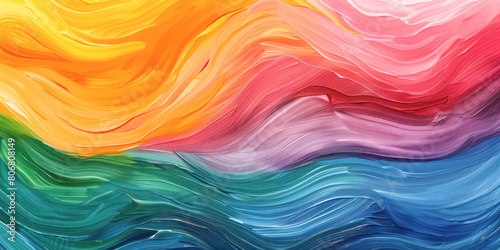 Fluid Colors: Celebrating Diversity. Vibrant and flowing colors merge in a dynamic abstract representation, symbolizing the beauty and diversity of the LGBTQ community during Pride month.