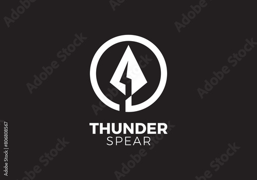 simple spear with lightning logo. arrowhead modern style symbol icon design