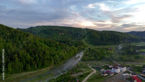 Paragliding filmed from drone in Gura Humorului photo