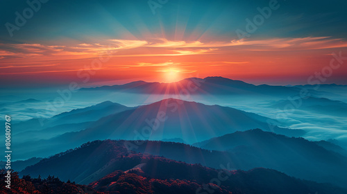 Sunrise over the mountains.